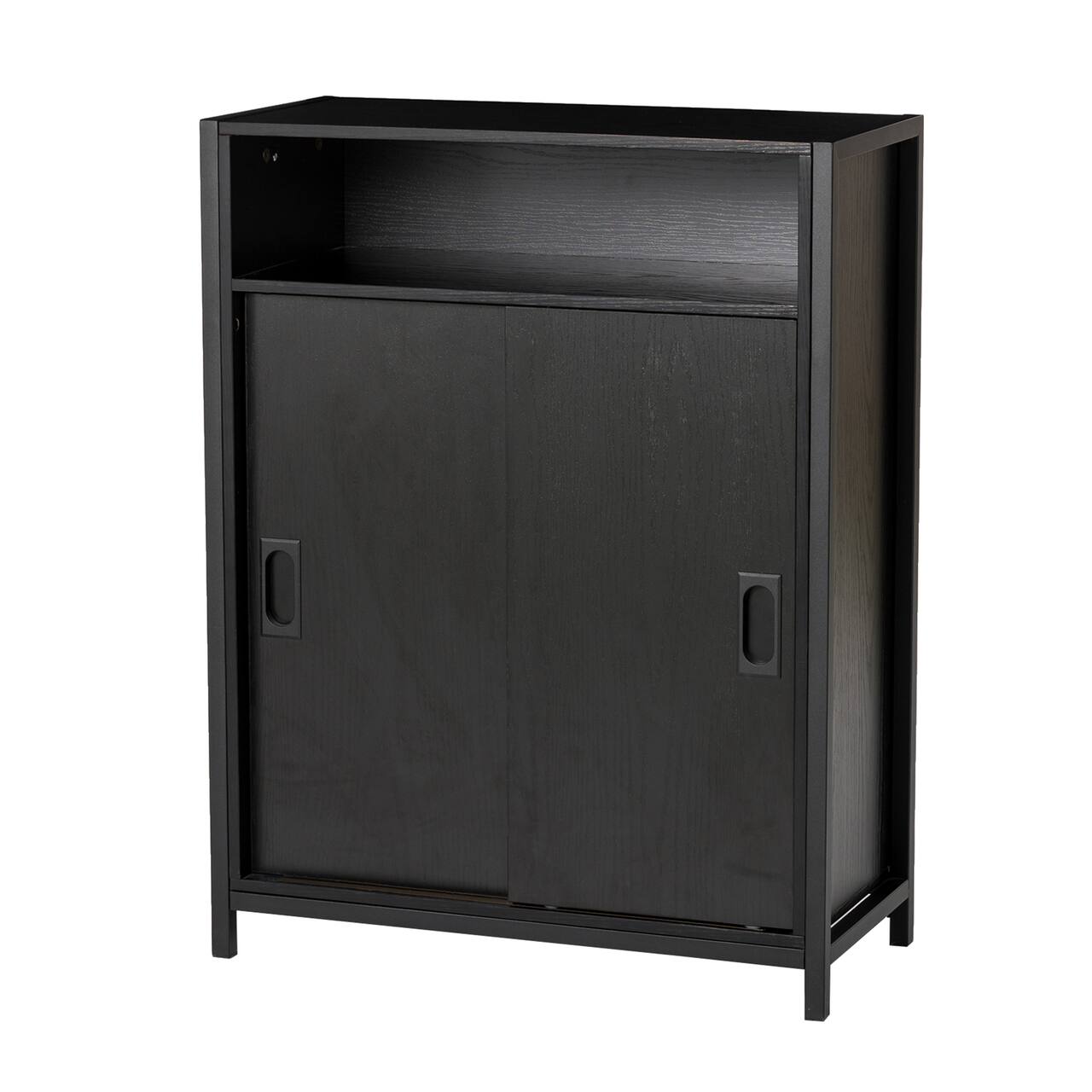 Glitzhome® 32" Black Double Door Modern Storage Floor Cabinet